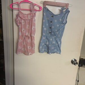 Pink daisy and light blue rompers selling as one bundle